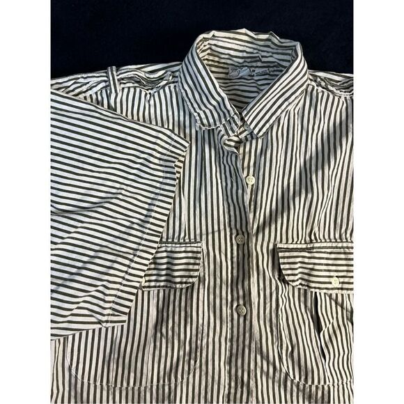 Vintage 80s Sudden Impact Stripped Button Up Shirt Sz Large B6 - Picture 5 of 8